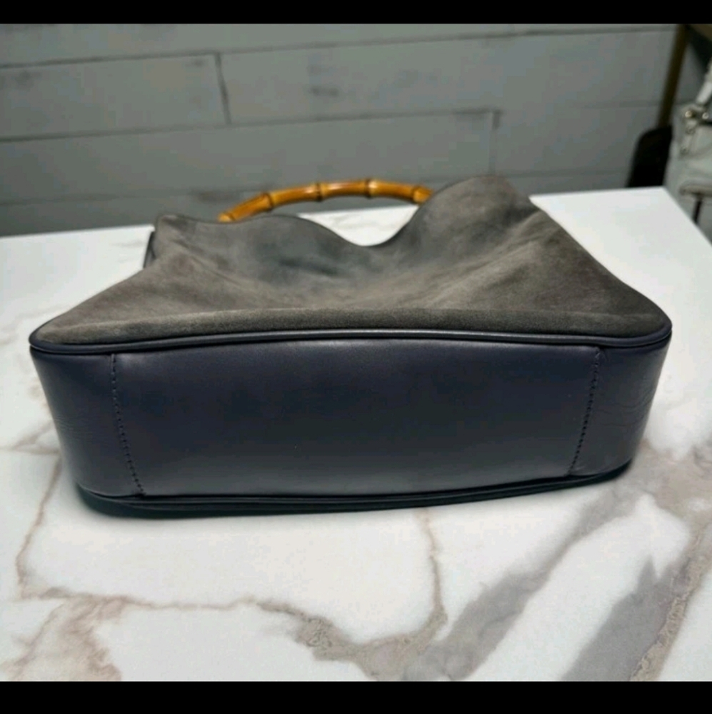 Gucci Bamboo Handle Suede Leather Purse Handbag Vintage Style (EXCELLENT COND) - Picture 6 of 11